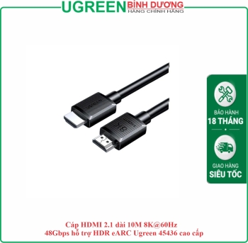 Cáp HDMI 2.1 dài 10M 8K@60Hz 48Gbps hỗ trợ HDR eARC Ugreen 45436 cao cấp
